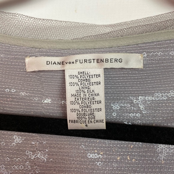 DVF Yadira Silver Sequin Tulle Runway Wrap Dress - Picture 6 of 7